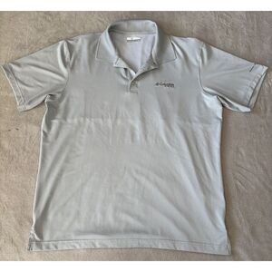 Men Columbia PFG Omni Shade Perfect Cast Polo Shirt Large White Fishing Outdoor‎